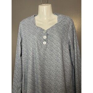 Jaclyn Intimates Sleepshirt Womens Large Gray Knit Henley Long Sleeve Nightgown